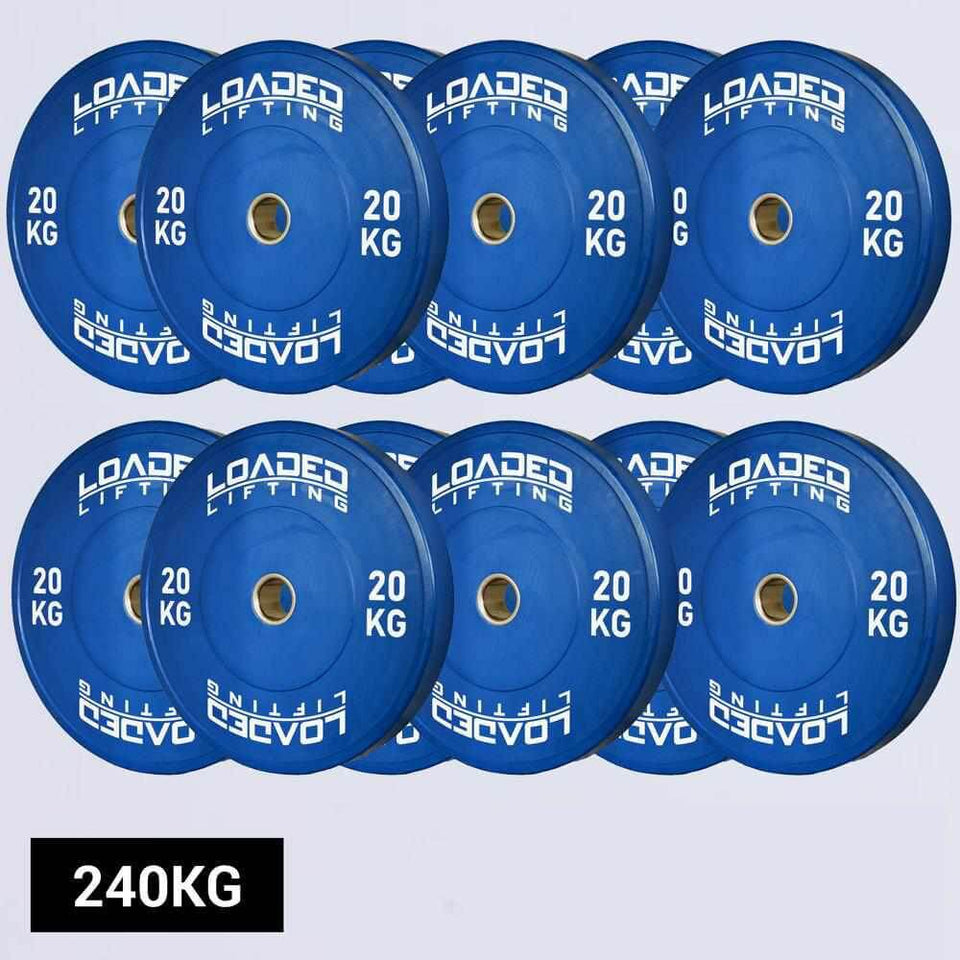 Loaded Lifting Equipment Weight Plates 240kg HG Bumper Plate Pack (12x20kg)